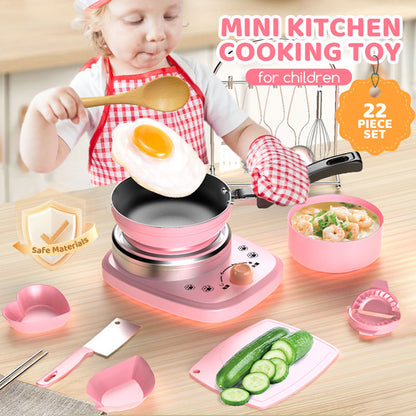🔥 54% RABATT! 🎁👧🏻 Realistisches Mini-Kochset – Komplettes 22-teiliges Set mit Herd und Küchenutensilien für Kinder | Perfekt als Geschenk 🍳👨‍🍳