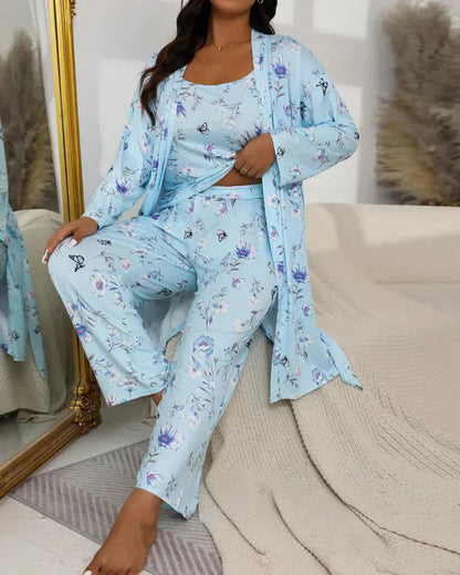 🔥🔥Über 20.000 Stück verkauft!!🧥 🛌 Bequemes 3-teiliges Pyjama-Set – Bademantel, Hemd und lange Hose | Perfekt für entspannte Abende und als Geschenk🌟